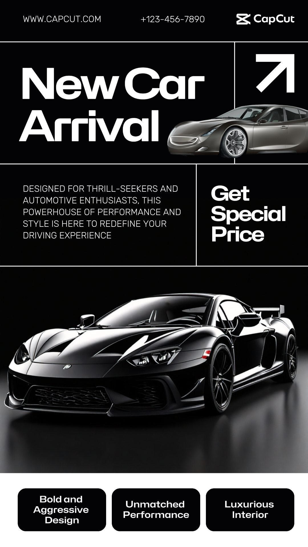 Cartaz de marketing de carros Exibição do produto Instagram Story Black