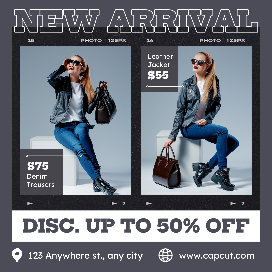 Template Promosi Produk Baru Fashion Dengan 2 Multi Gambar Posting Instagram 1: 1