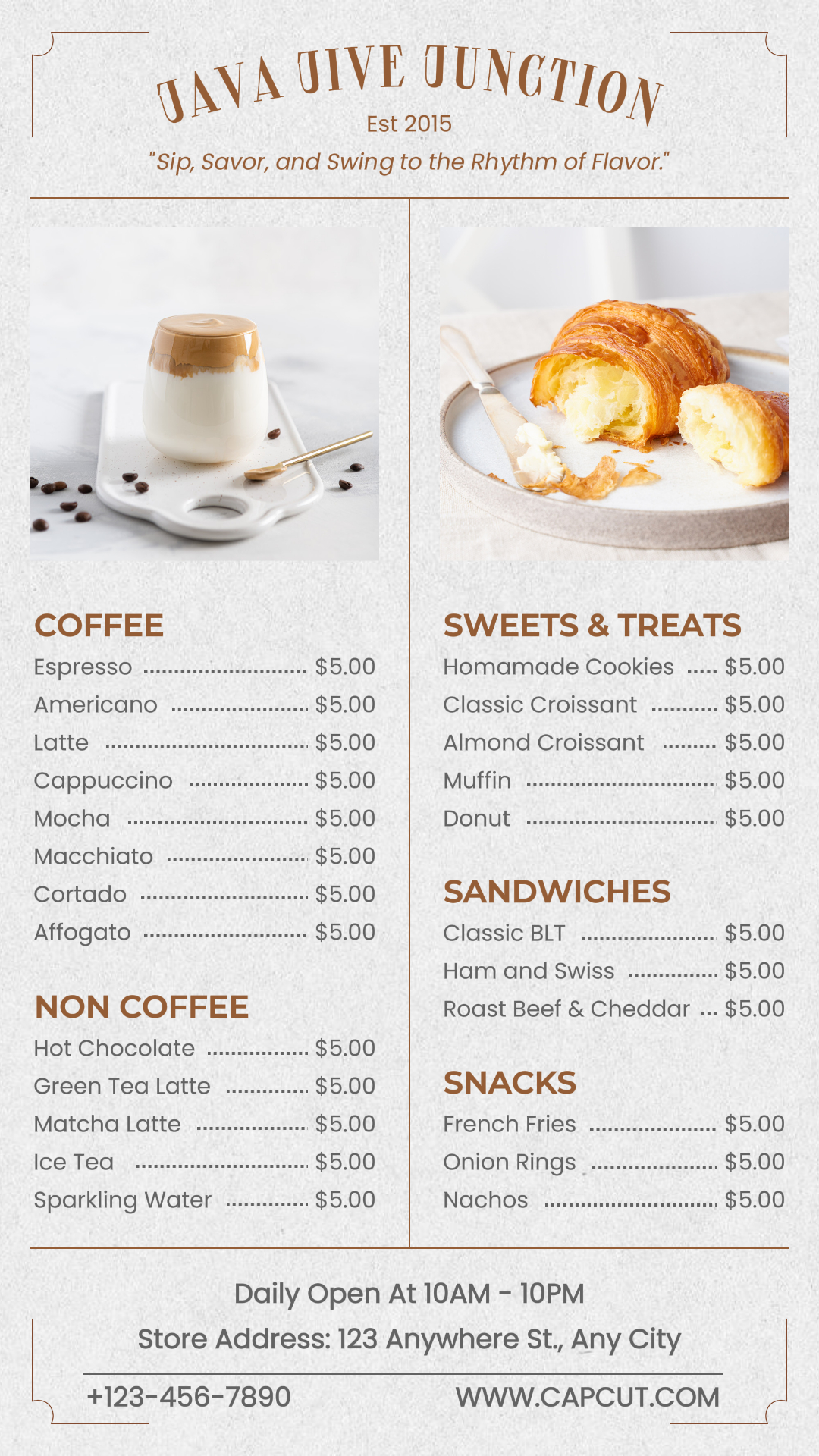 Historias de Instagram del Menú del Café