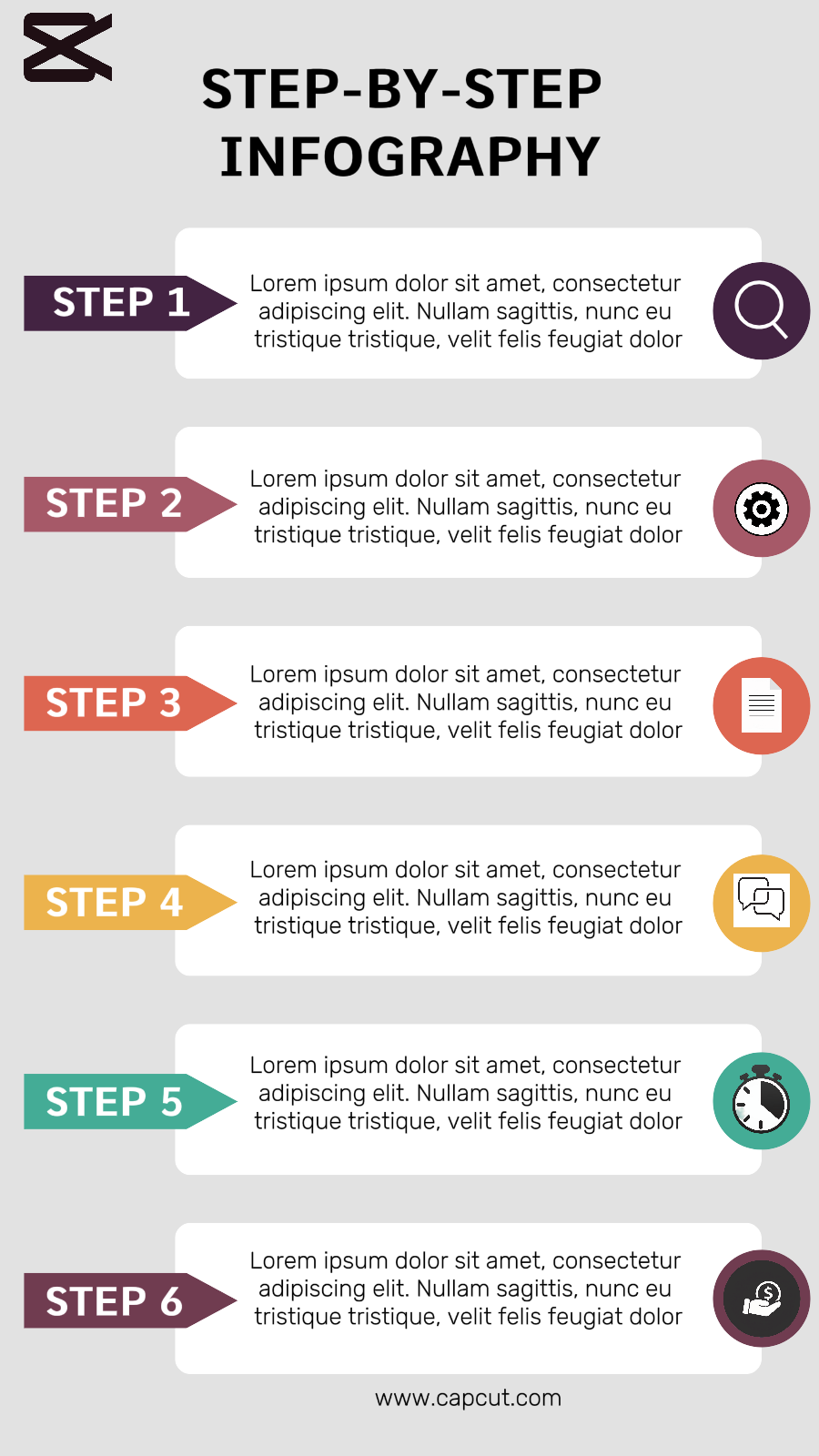 Nicht-Marketing-Infografik & Schritt für Schritt Minimalis