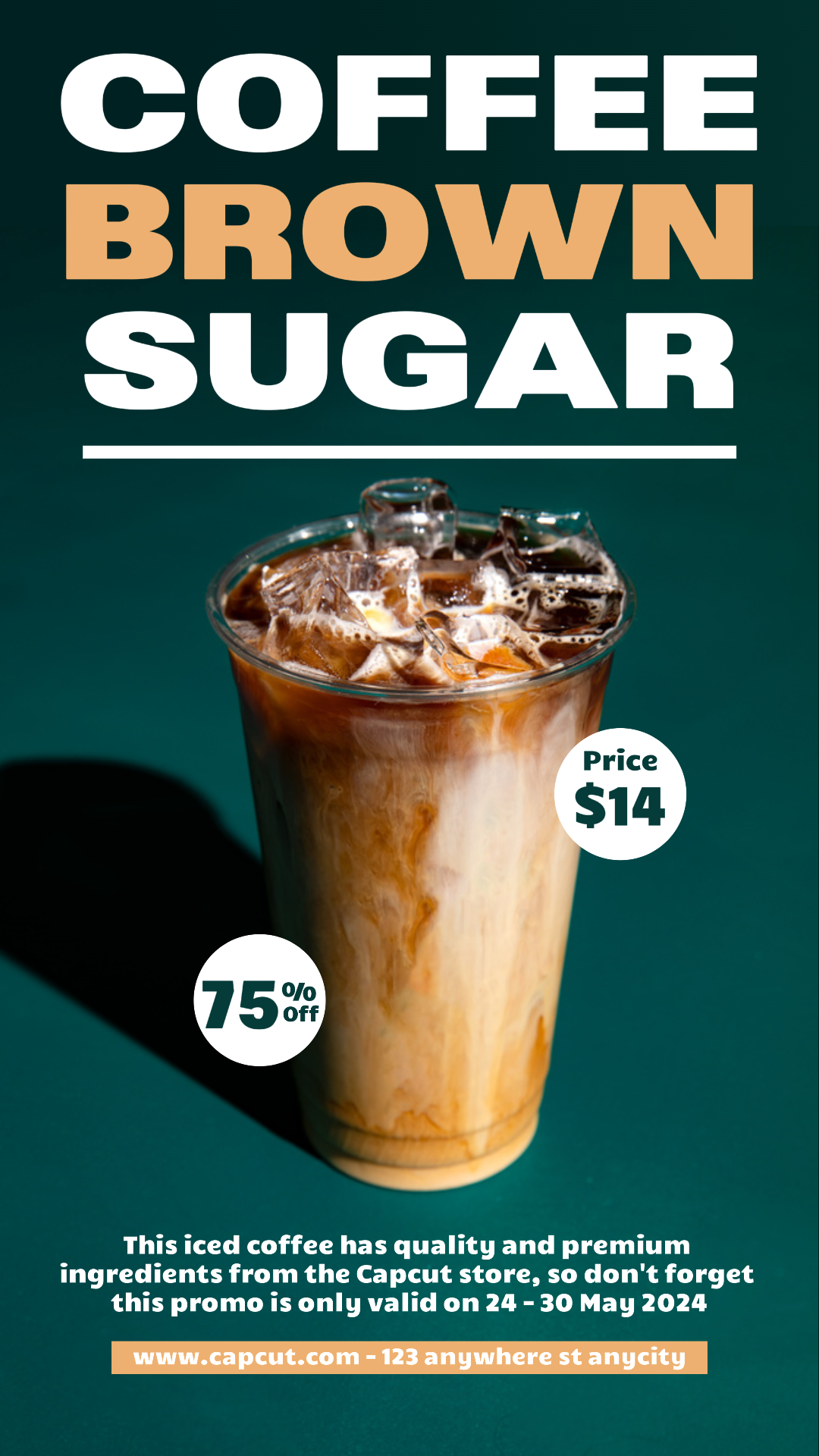 Makanan dan Minuman - Poster Pemasaran Kopi Gula Merah Instagram Story Hijau Minimalis