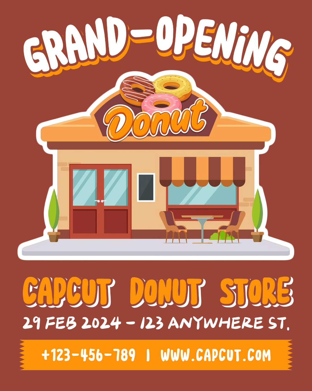 Food & Beverage Donut Shop Grand Opening Invitation Template Instagram Portrait
