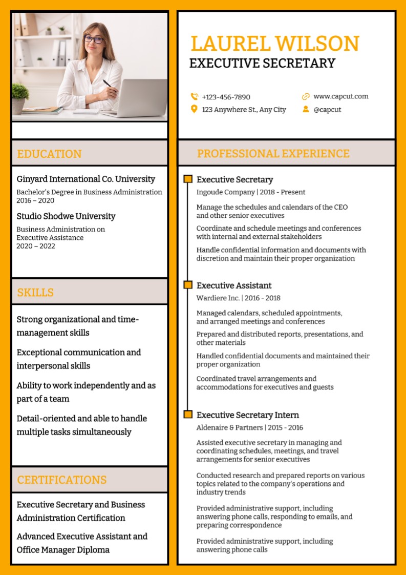 Resume Executive Secretary