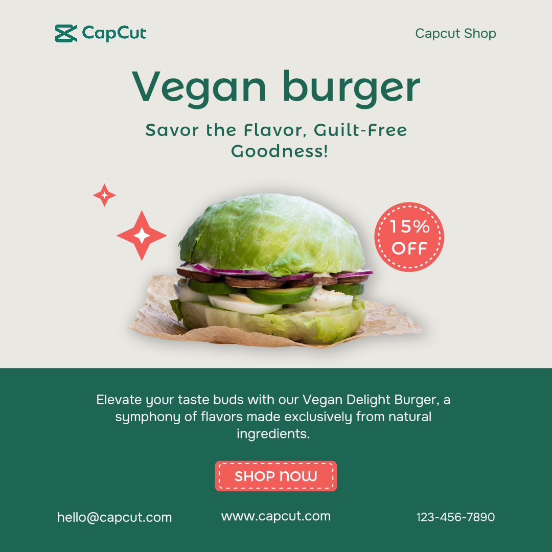 Vegane Burger Lebensmittel- und Getränkeaktion