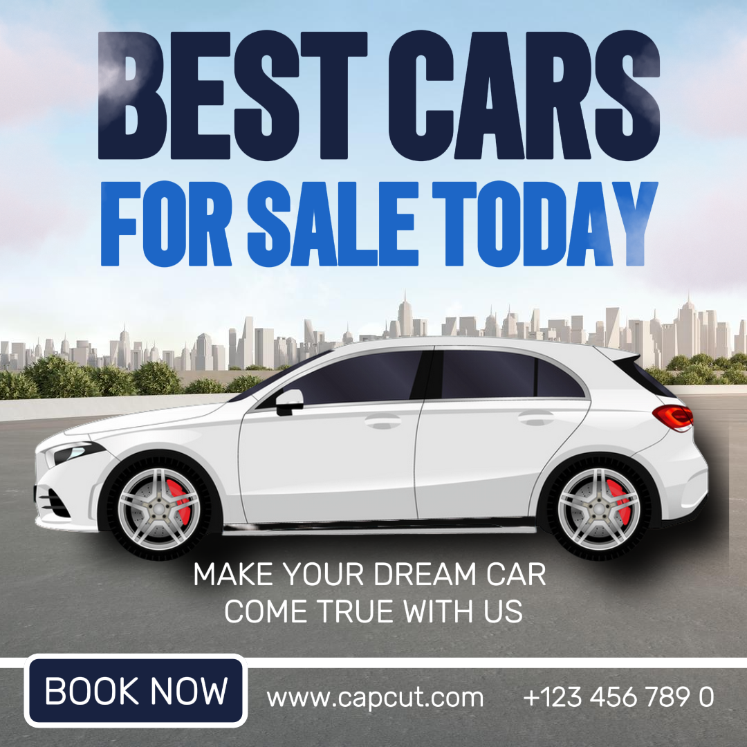 Carros, design de aluguel de carro de luxo, minimalista moderno, post azul no Instagram