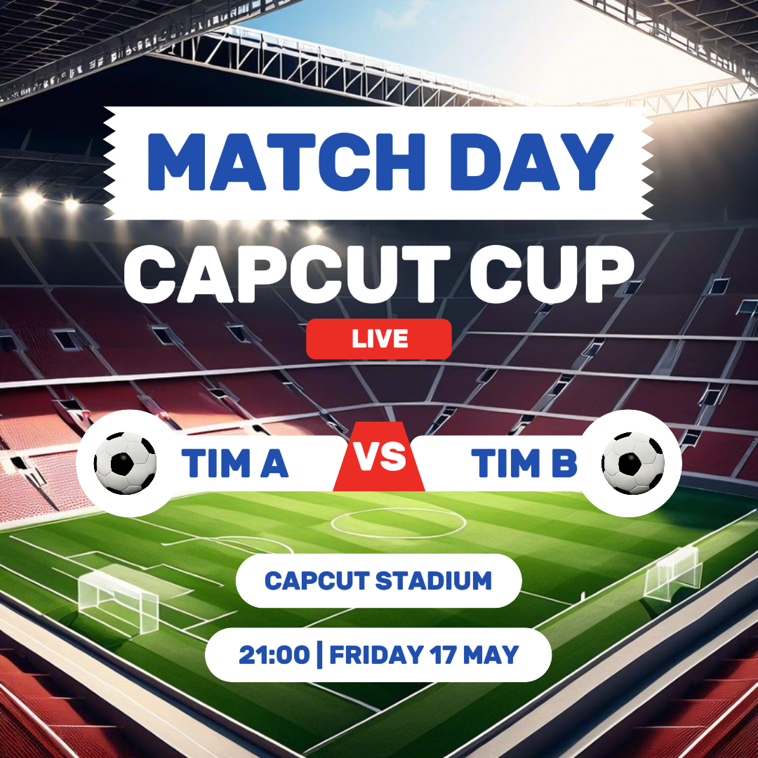 Match Creative Poster Instagram Post Partida de futebol azul branco e vermelho