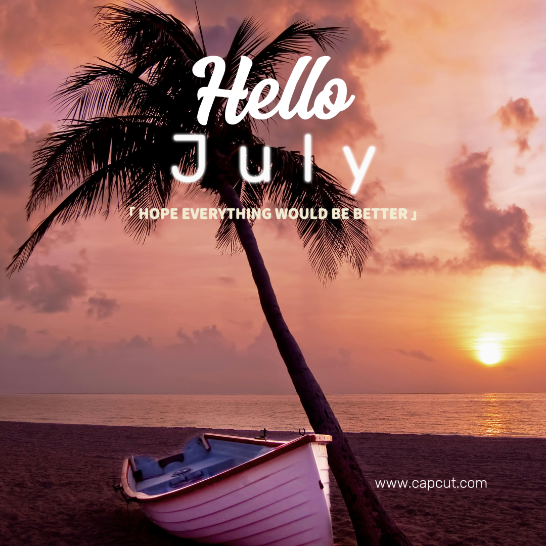 HOLA JULIO CARTEL CREATIVO - POST DE INSTAGRAM - PUESTA DE SOL EN LA PLAYA - NARANJA