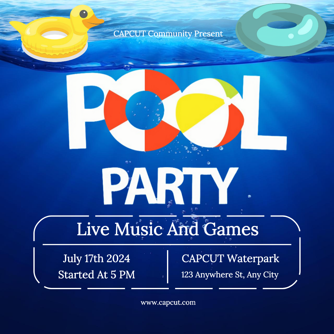 Pôster criativo da festa da piscina do esporte e do jogo Instagram Post Blue