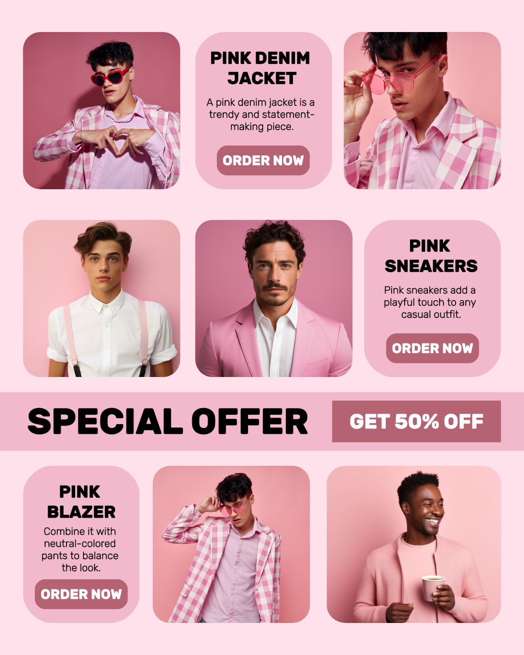 AFFICHAGE DE STYLE HOMME À BASE DE ROSE À LA MODE