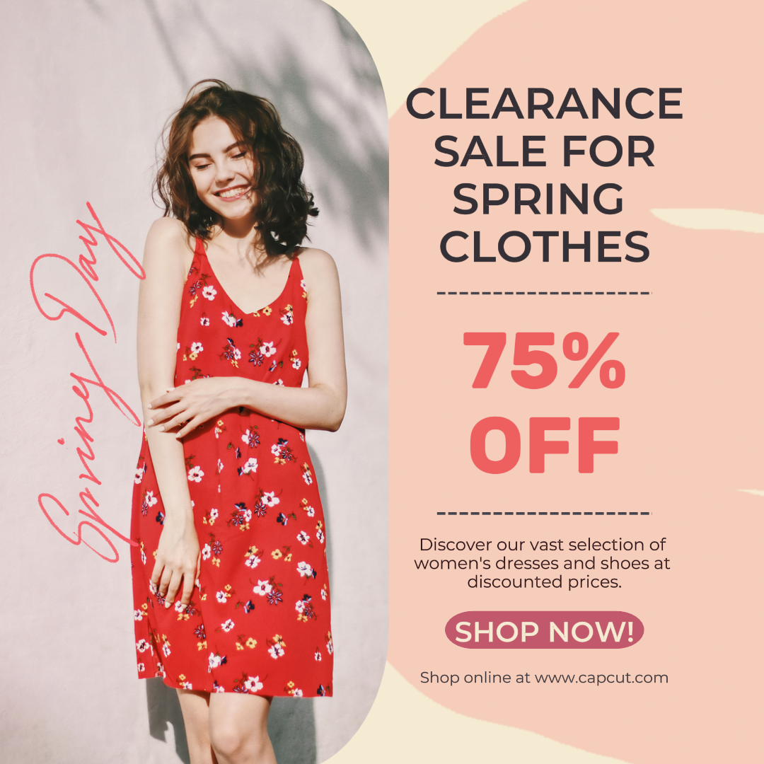 Roupas e Calçados - Pôster de Marketing Liquidação para promoção de primavera Desconto IG Post Minimalista