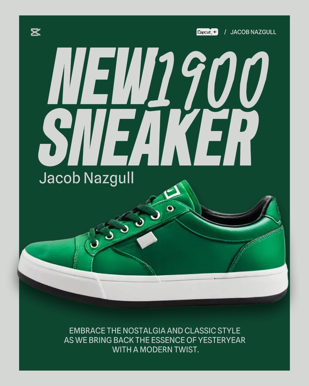 Zapatilla de Deporte Exhibición de Productos de Moda Instagram Retrato Post Verde Retro