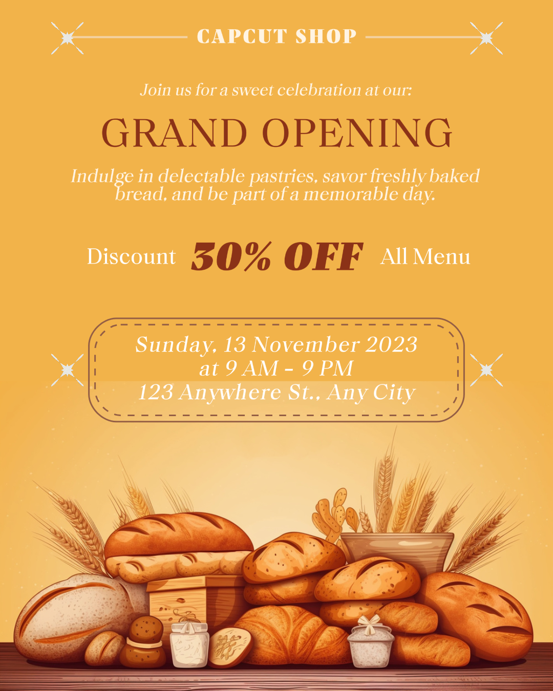 Food Bakery Shop Grand Opening Instagram Portrait