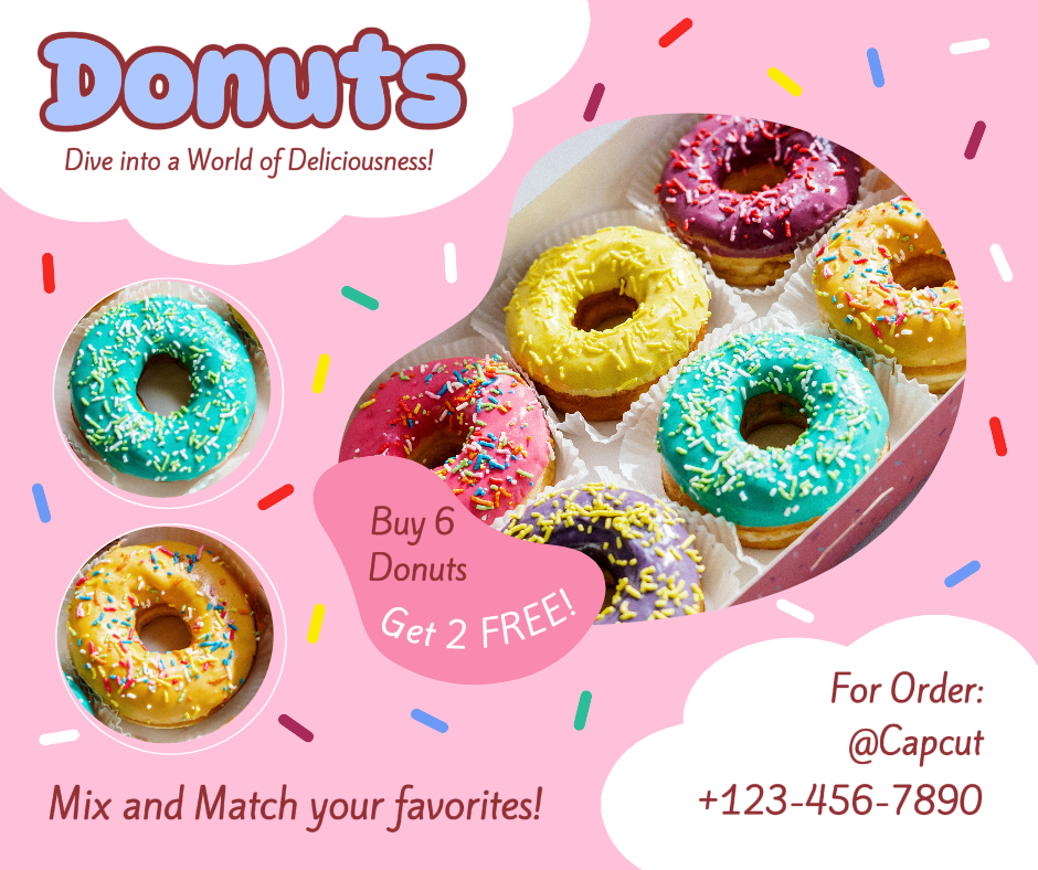 Food Donuts Promoção de exibição de produtos Facebook Post