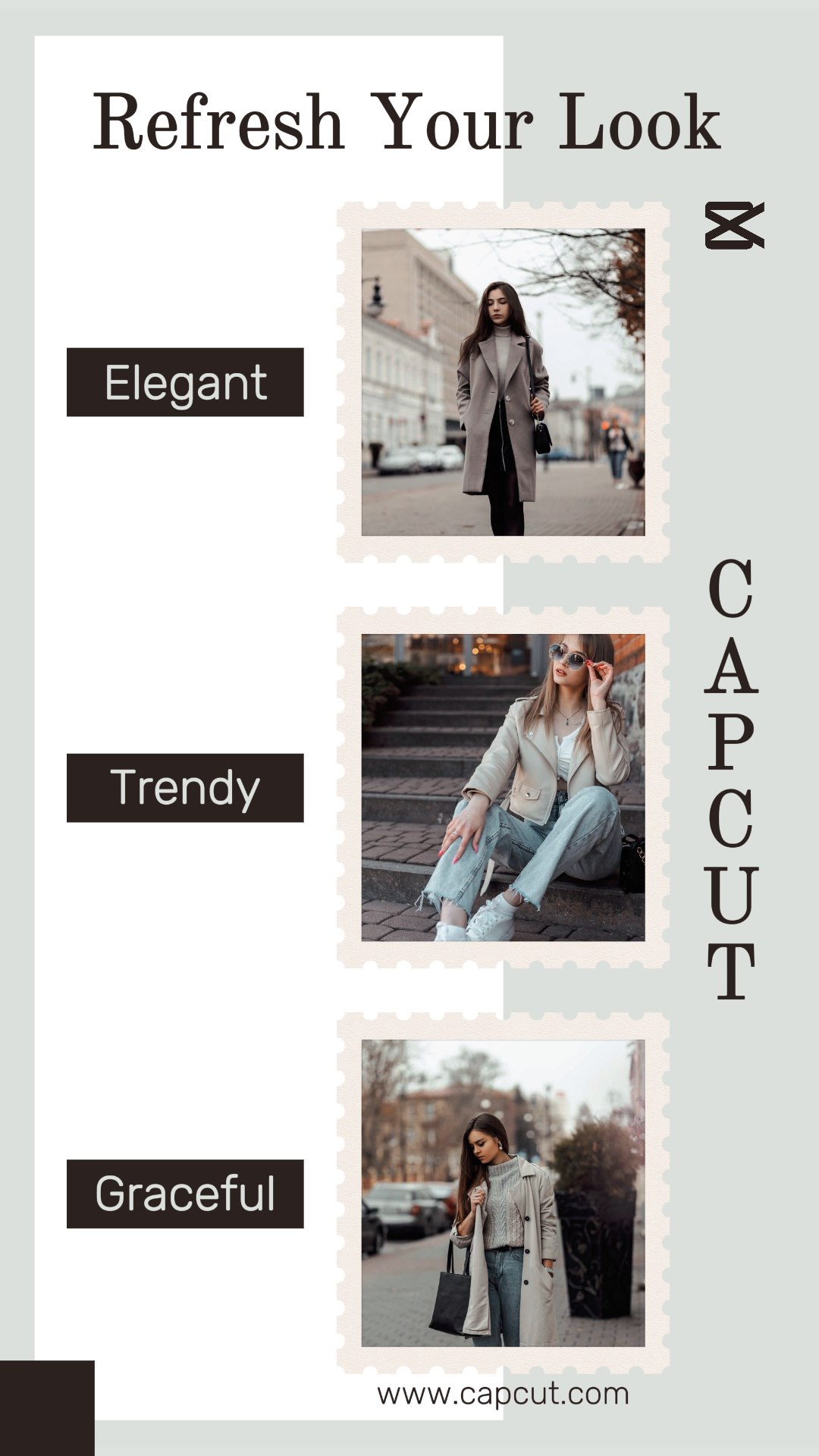 Atualize Seu Look Roupas e Calçados - Marketing Fashion Clothing Tik Tok Cinza e Branco