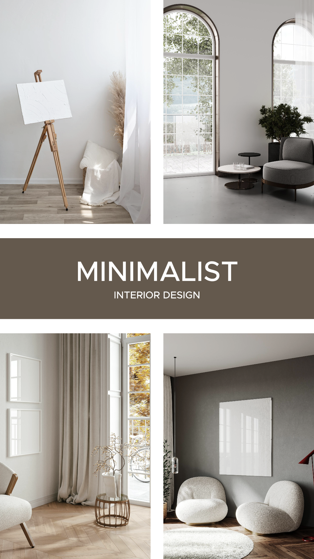 Collage minimalista cartel creativo instagram diseño de interiores mocca