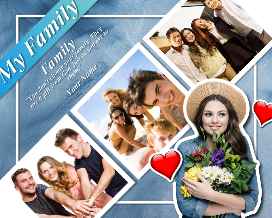 Collage photo non marketing bleu doux