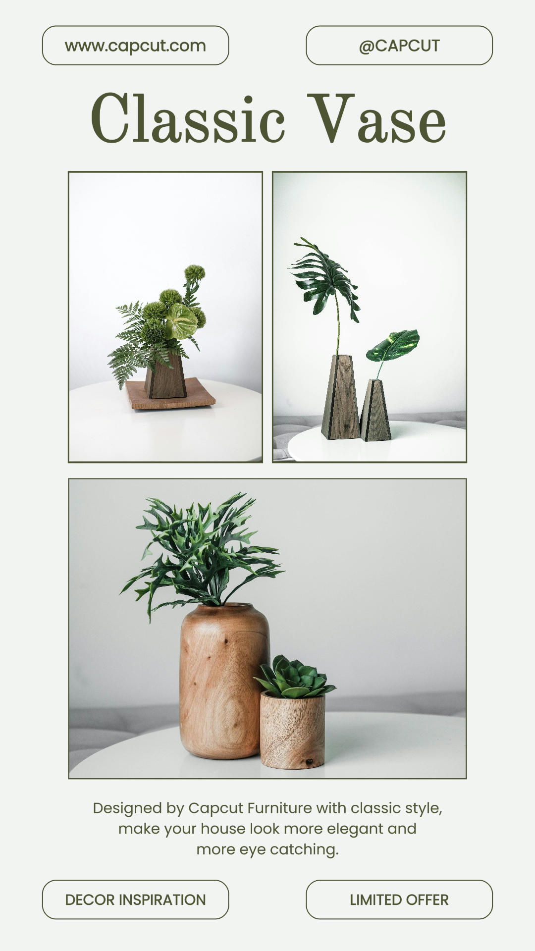 Minimalistisches Collage Marketing Poster Instagram Story Haushalt Weiß und Grün