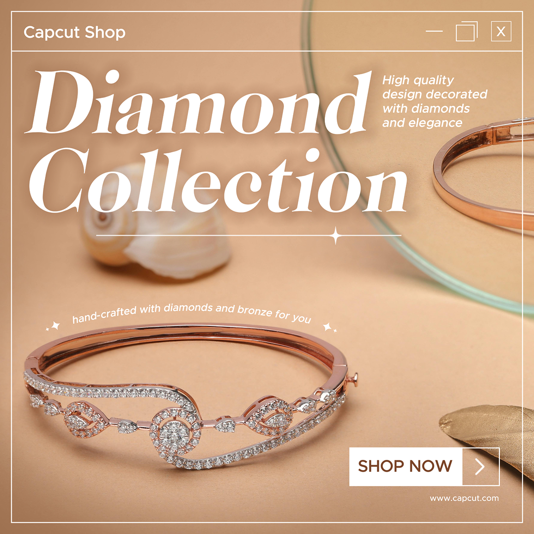 Cartel de marketing de joyería de colección de diamantes