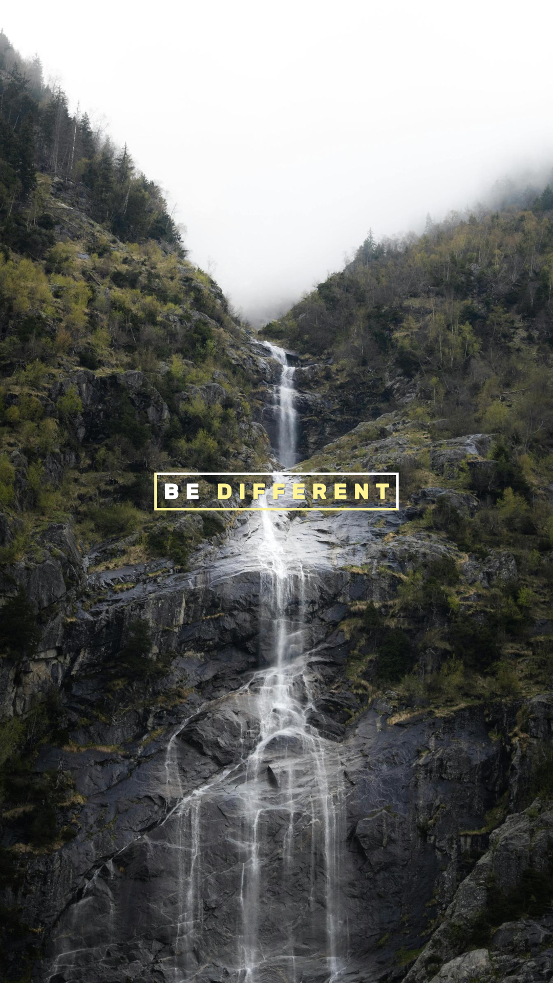 Papier peint affiche créative cascade instagram story blanc et jaune