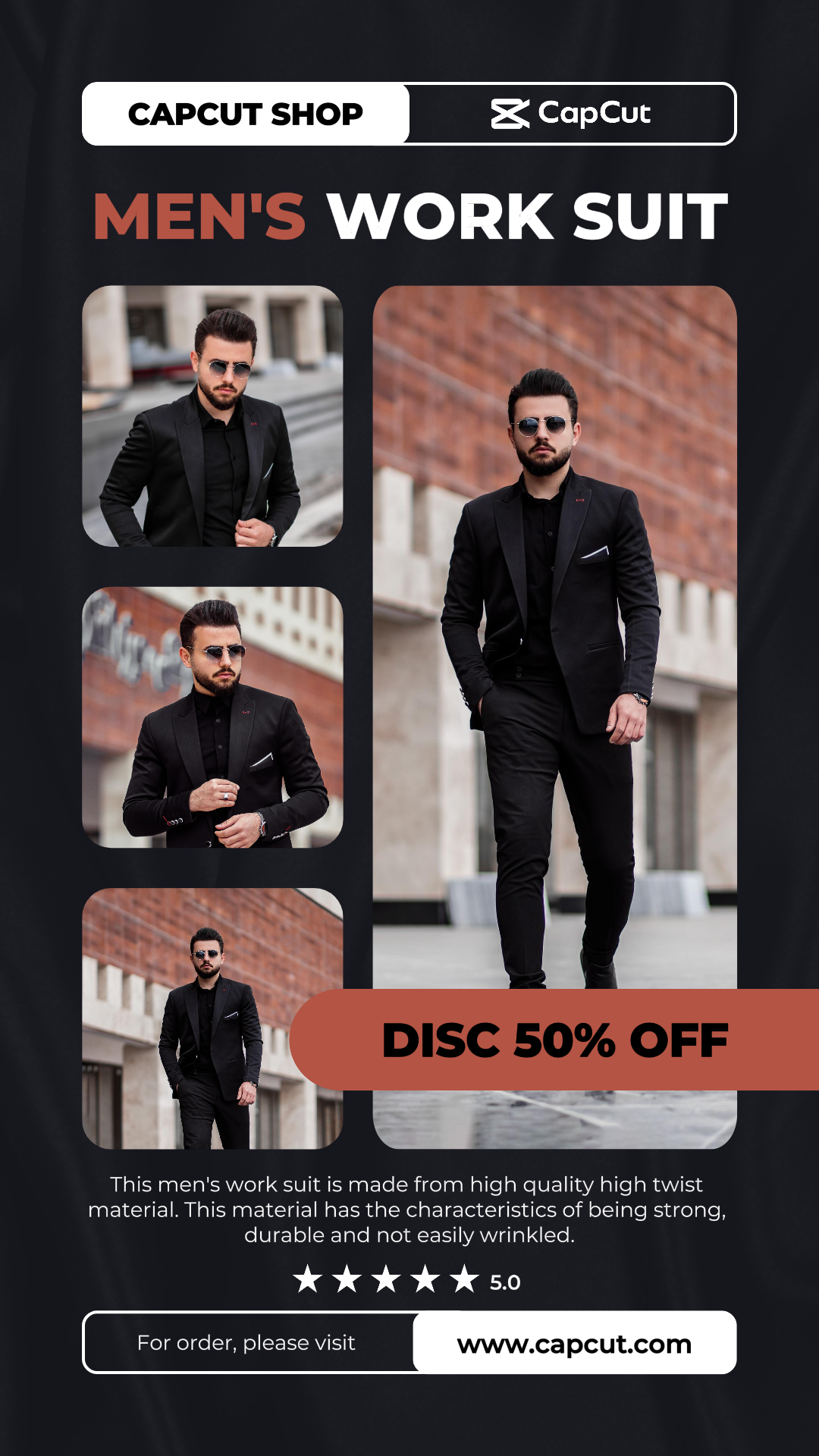 Costume de travail pour homme Promotion de l'industrie de la mode histoire instagram