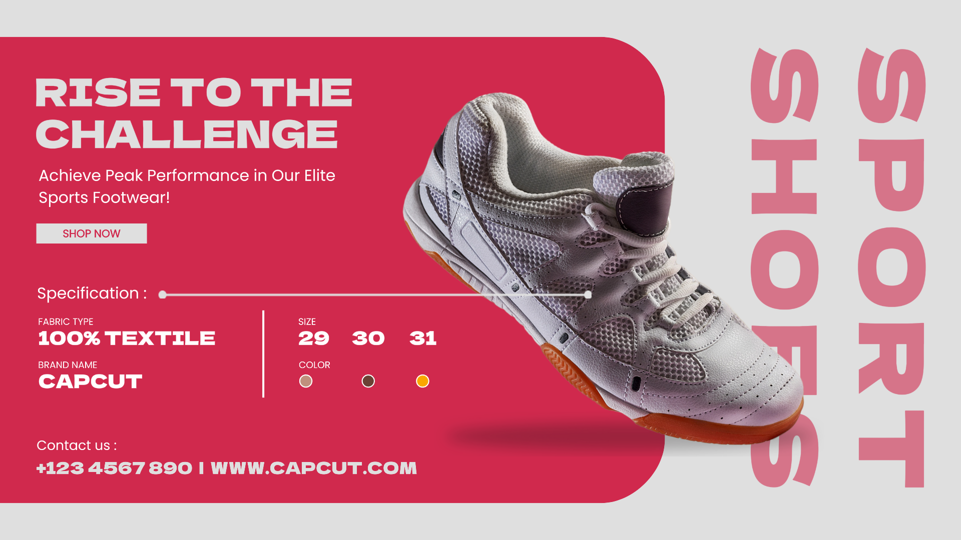 Pantalla de producto de zapatos deportivos rojos para la portada de redes sociales