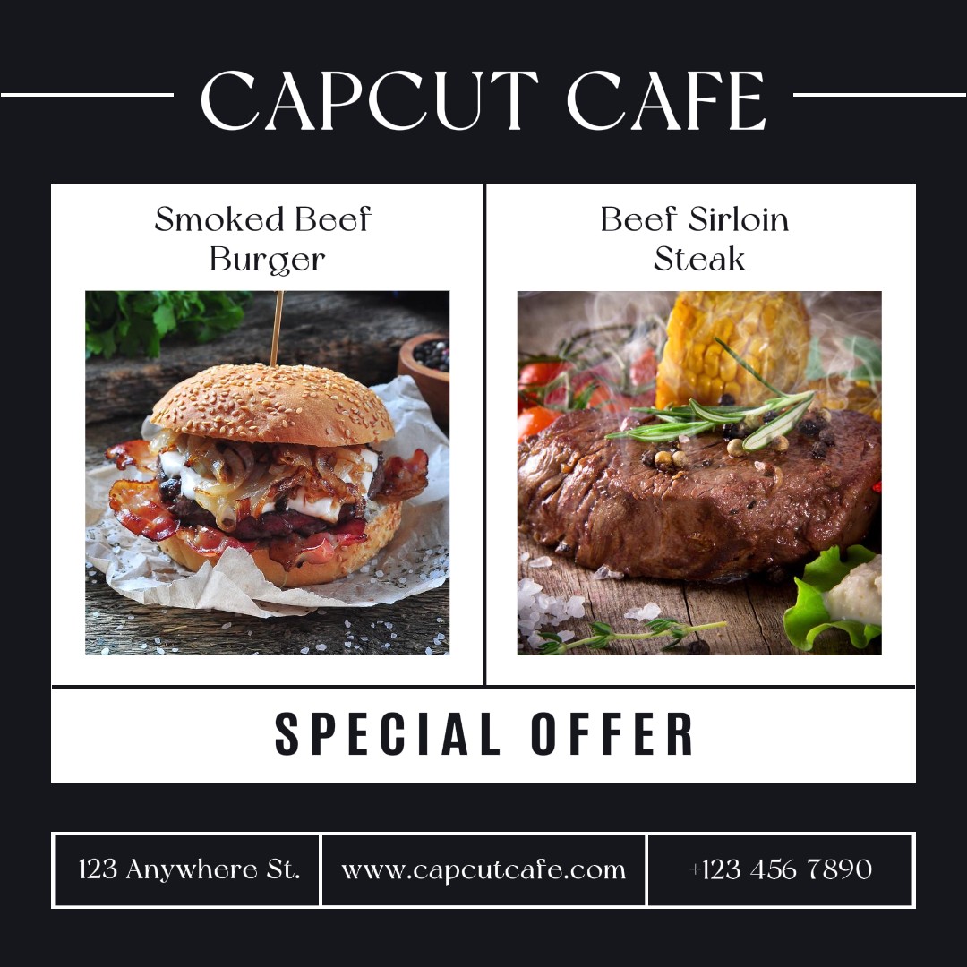 Promosi Burger dan Steak untuk Postingan Instagram