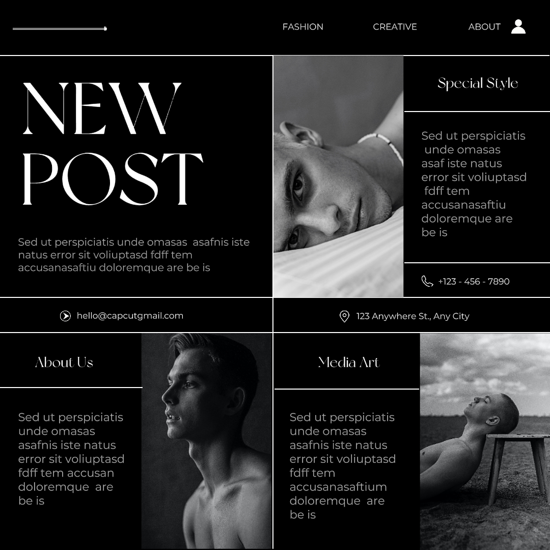 Minimalista preto e branco novo post instagram post