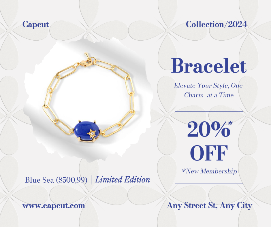 Joyas y accesorios Pulsera Edición limitada Exhibición de productos Publico en Facebook Estilo minimalista azul