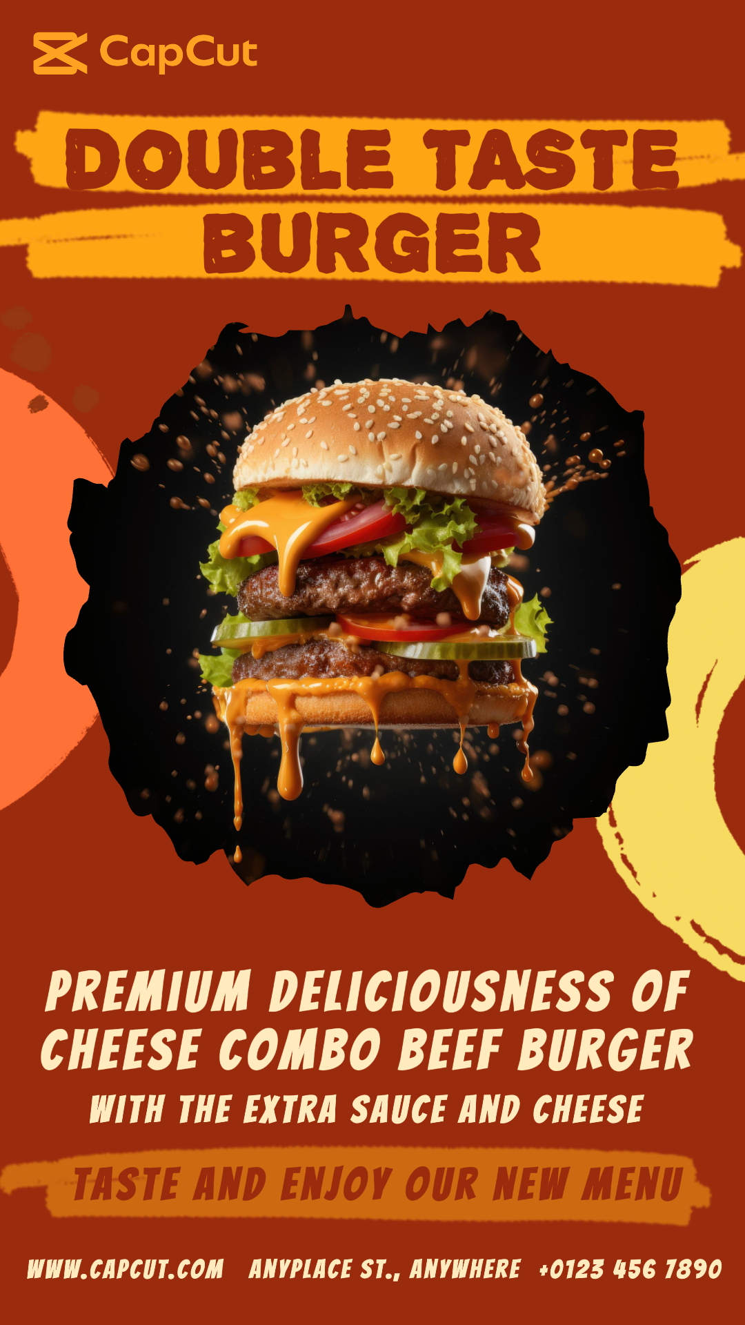 Histoire Instagram d'affichage de hamburgers à double goût