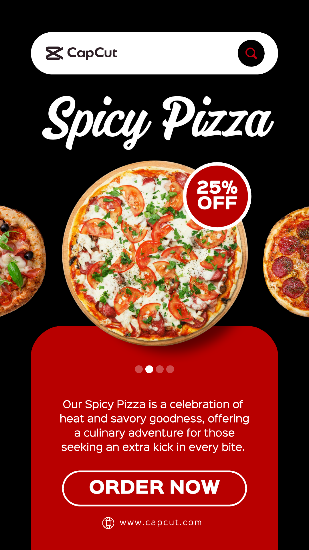 3 Imagen multiproducto + Promoción de pizza picante de comida