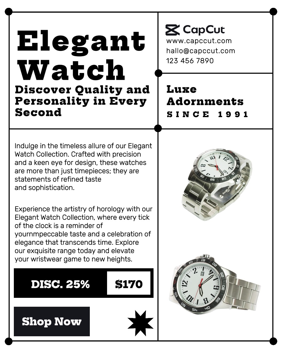 Promoção de vendas de relógios eletrônicos Instagram Potrait