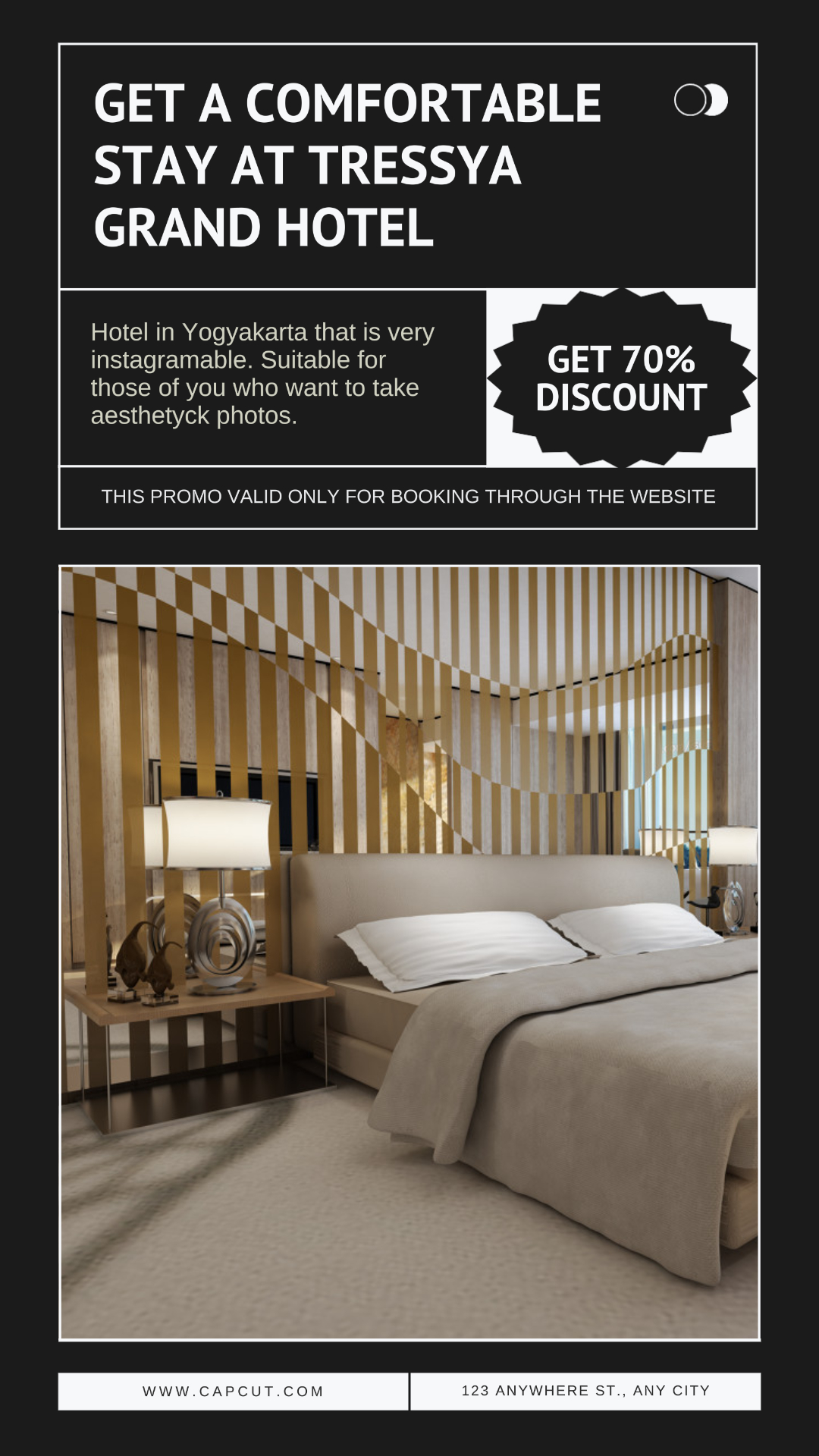 Historia de Instagram de promoción de hotel minimalista moderno negro