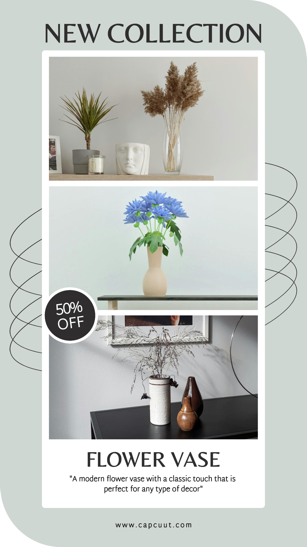 Minimalist Collage Marketing Poster Instagram Story Household Flower Vase White