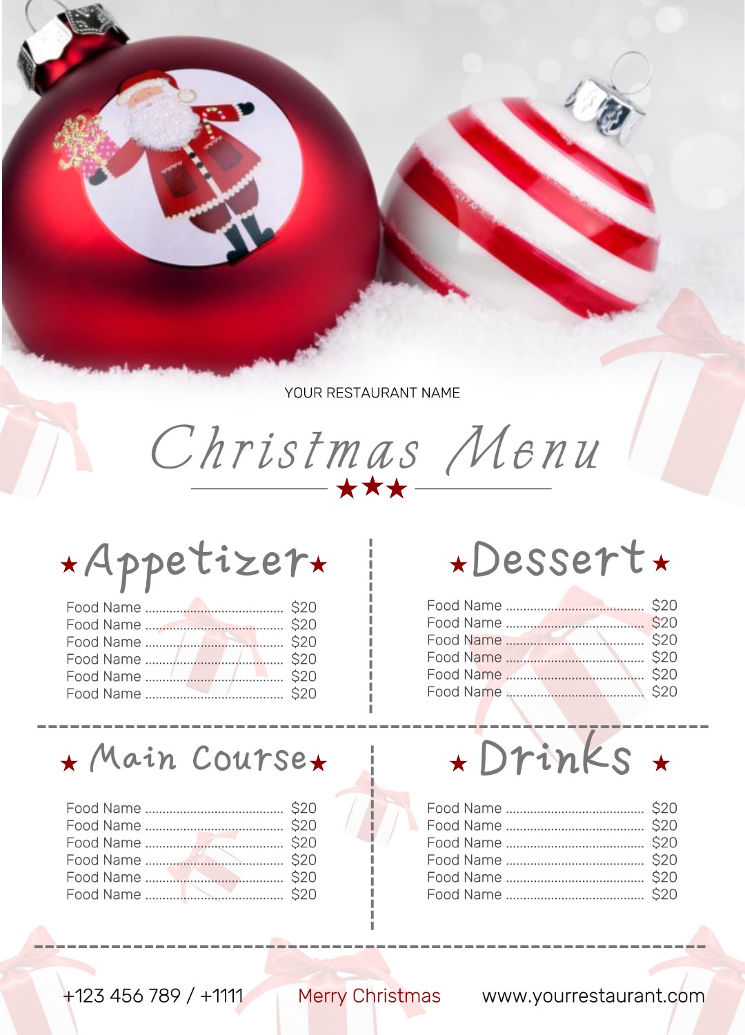 Frohe Weihnachten Menü