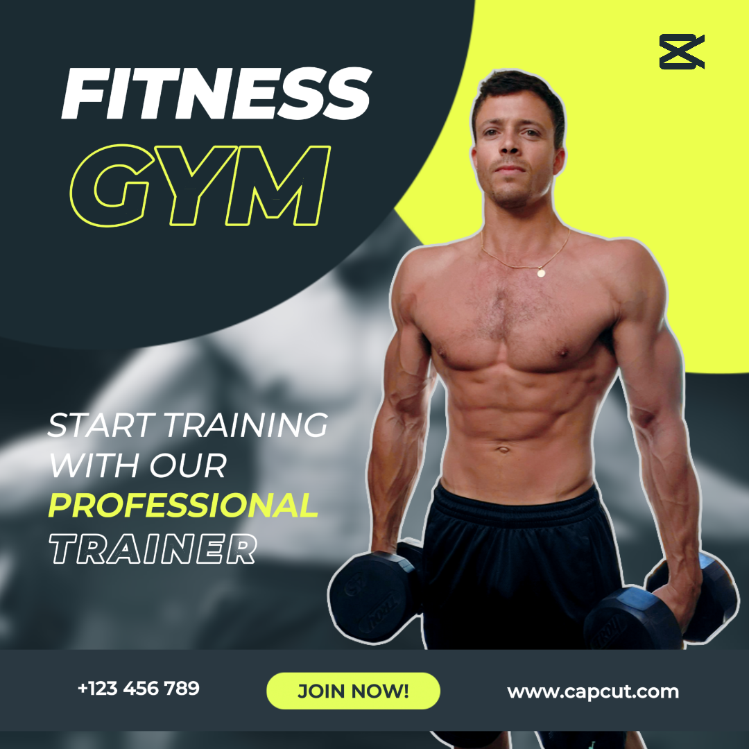 Entrenamiento y fitness gimnasio entrenamiento publicación de instagram blanco y amarillo