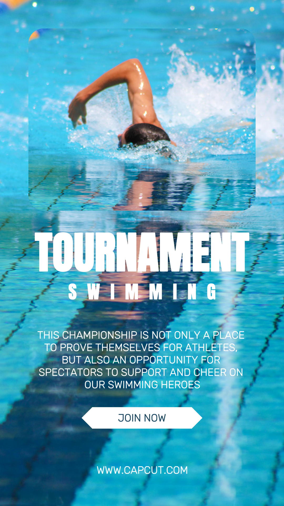 Deportes y partido fiesta en la piscina cartel creativo publicación de tiktok azul y rosa