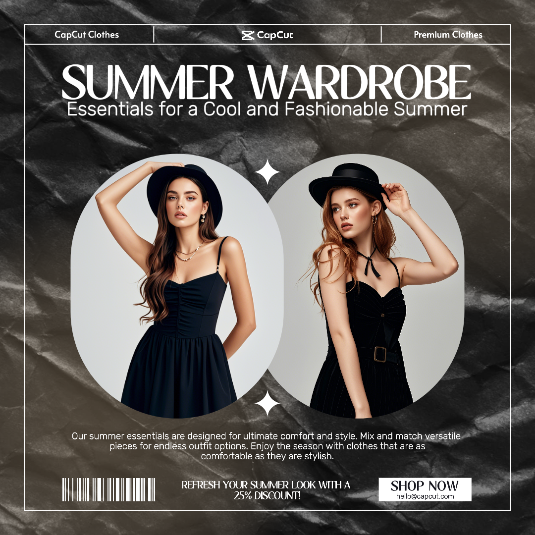 Clothing and shoes - Marketing Poster Product display for summer clothes Instagram post