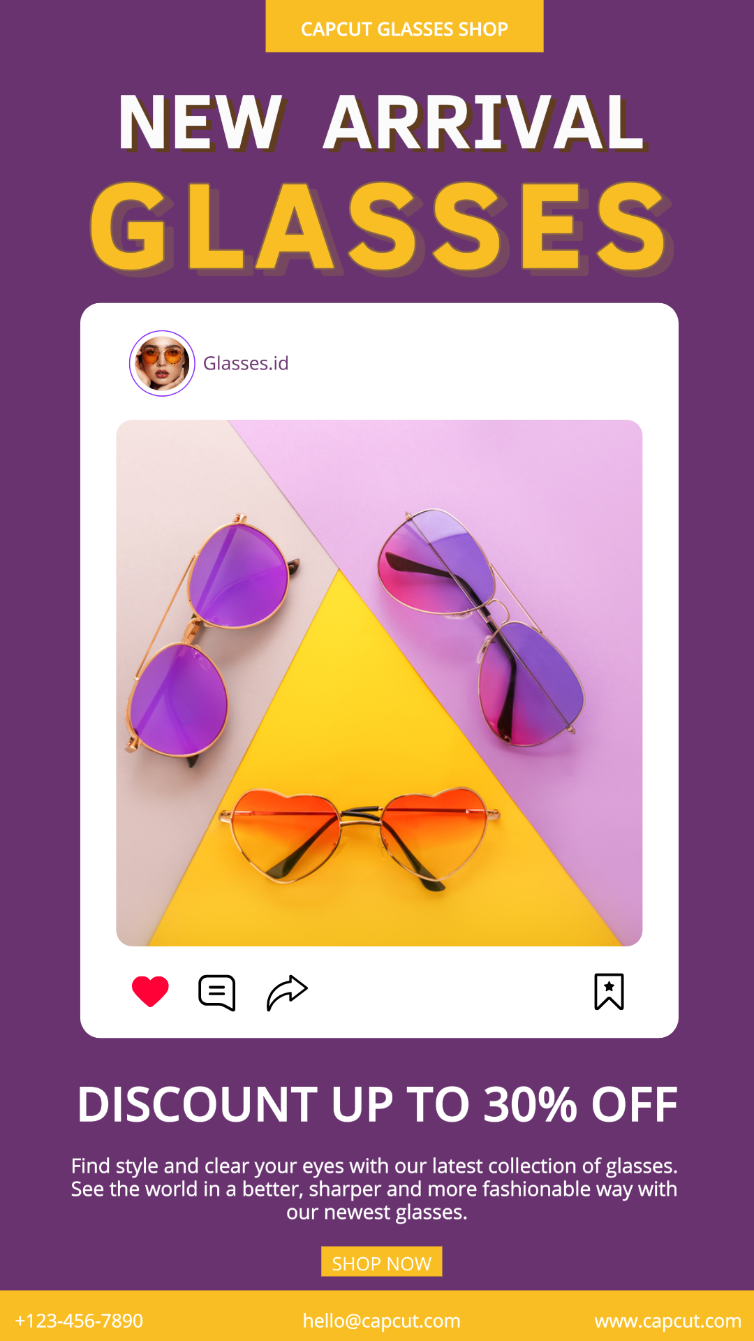 Promoção de Óculos de Moda História do Instagram