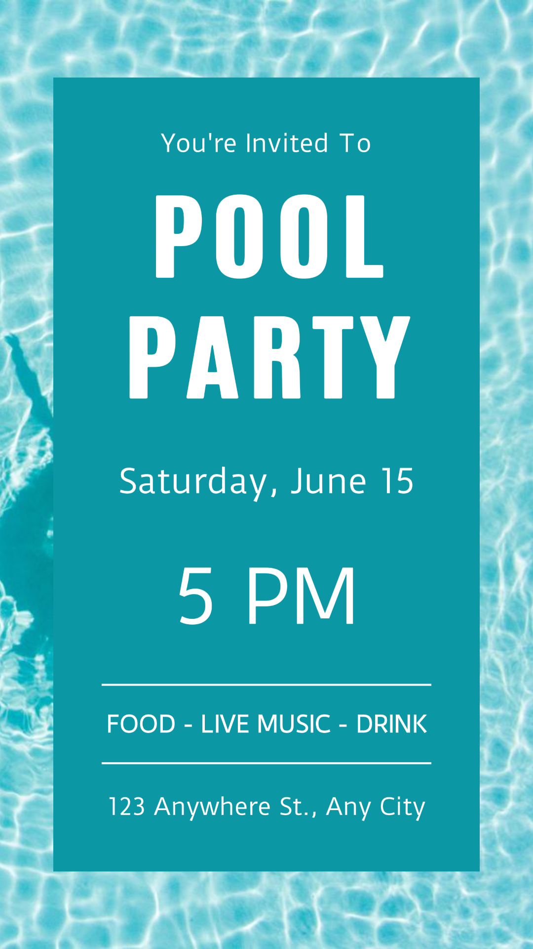 Sports and match swimming pool party creative poster tiktok green and white