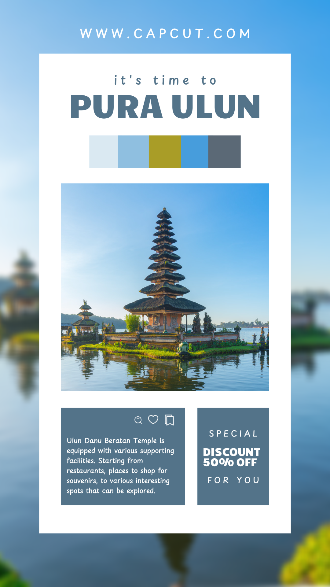 TRAVEL ITS TIME TO PURA ULUN INSTAGRAM STORY WHITE AND BLUE