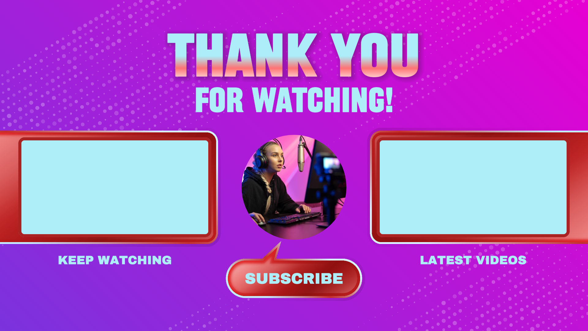 Girl Gamer Youtube Endscreen - Rosa Rot Violett - Metall Silber