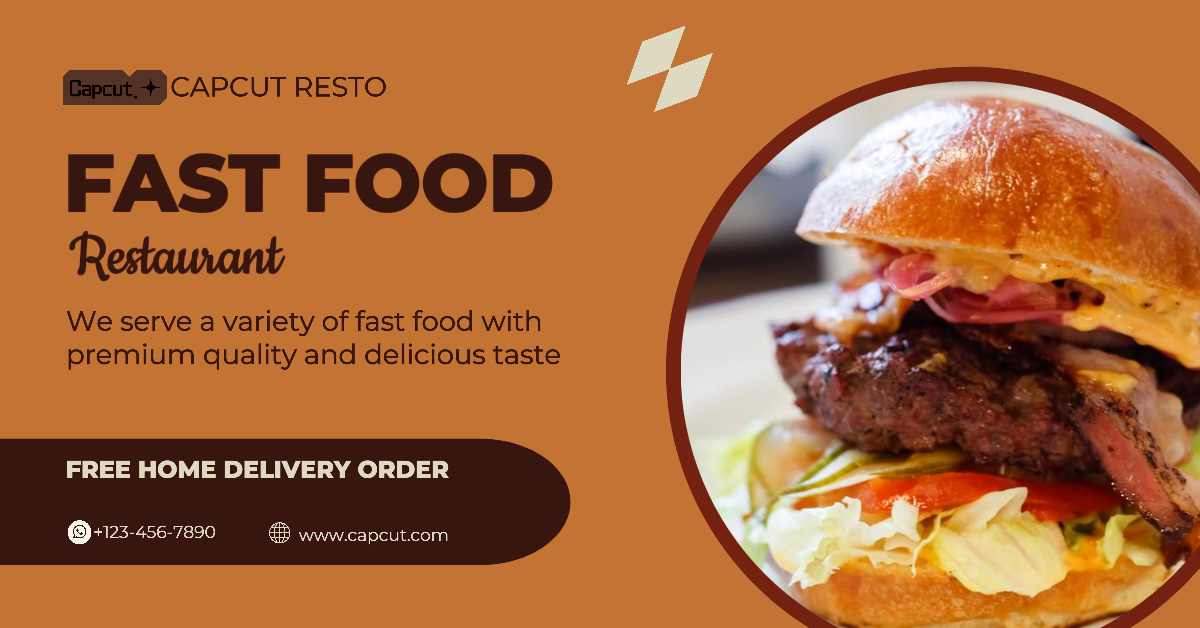 Fast Food Restaurant Facebook Ads Brown Orange | Redação Publicitária