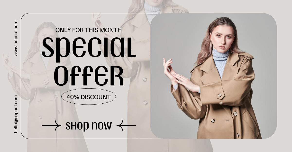 Oferta especial de roupas de anúncios do Facebook