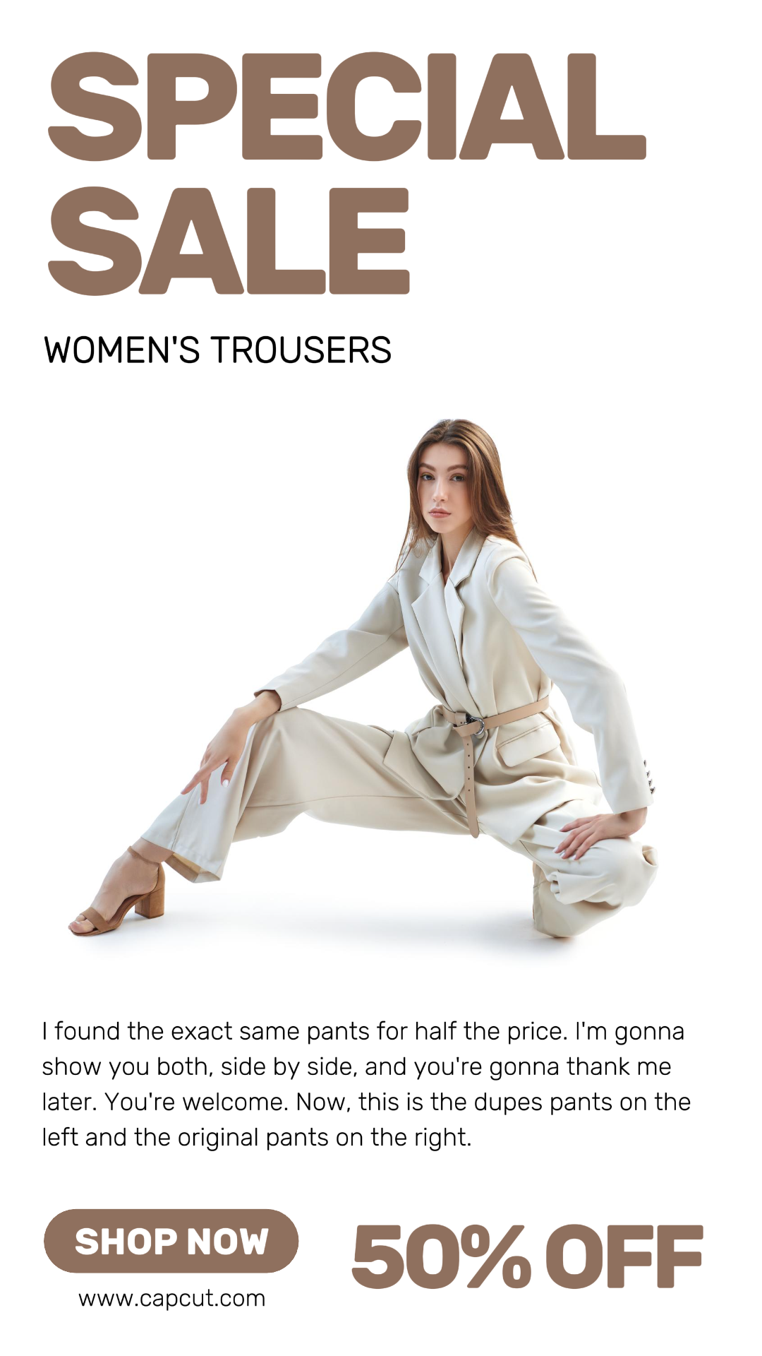 Clothing and Shoes Marketing Poster Women's Trousers Summer Sale Instagram Story