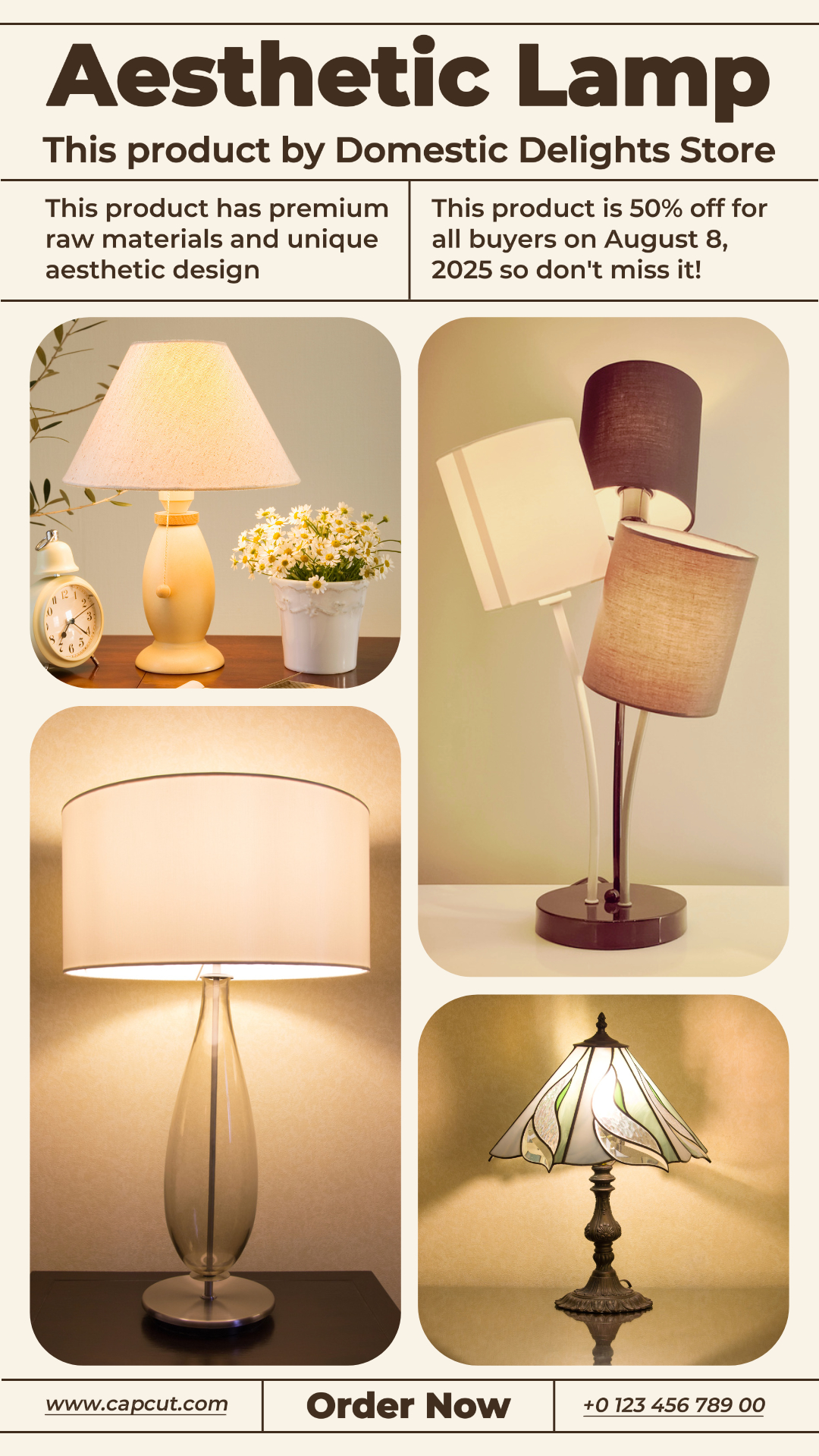 Tampilan Produk Lampu Aesthetic Instagram Story Cream Minimalis