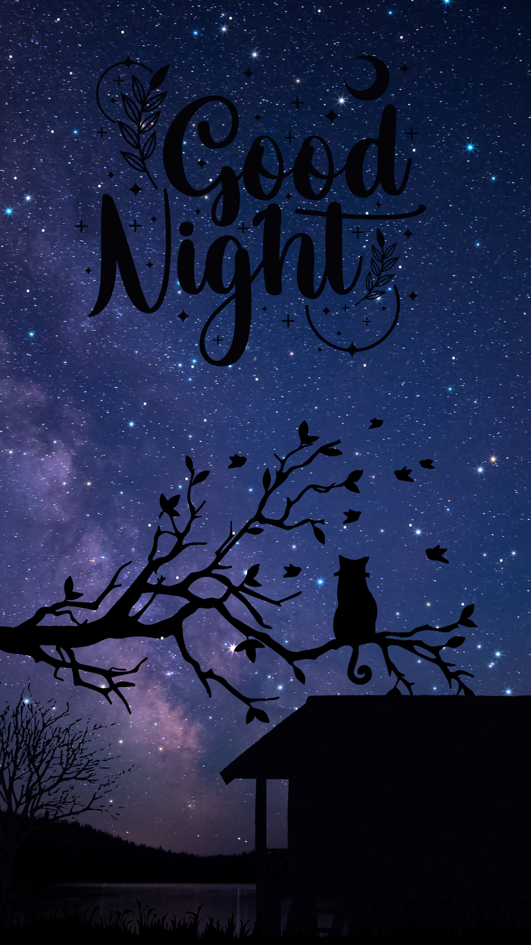 Blue Illustration Good Night Wallpaper