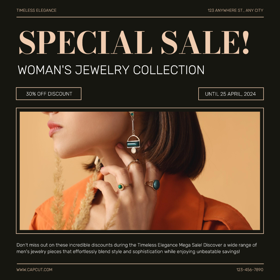 Jóias e Acessórios Marketing Poster mulher Venda de Jóias Instagram Post
