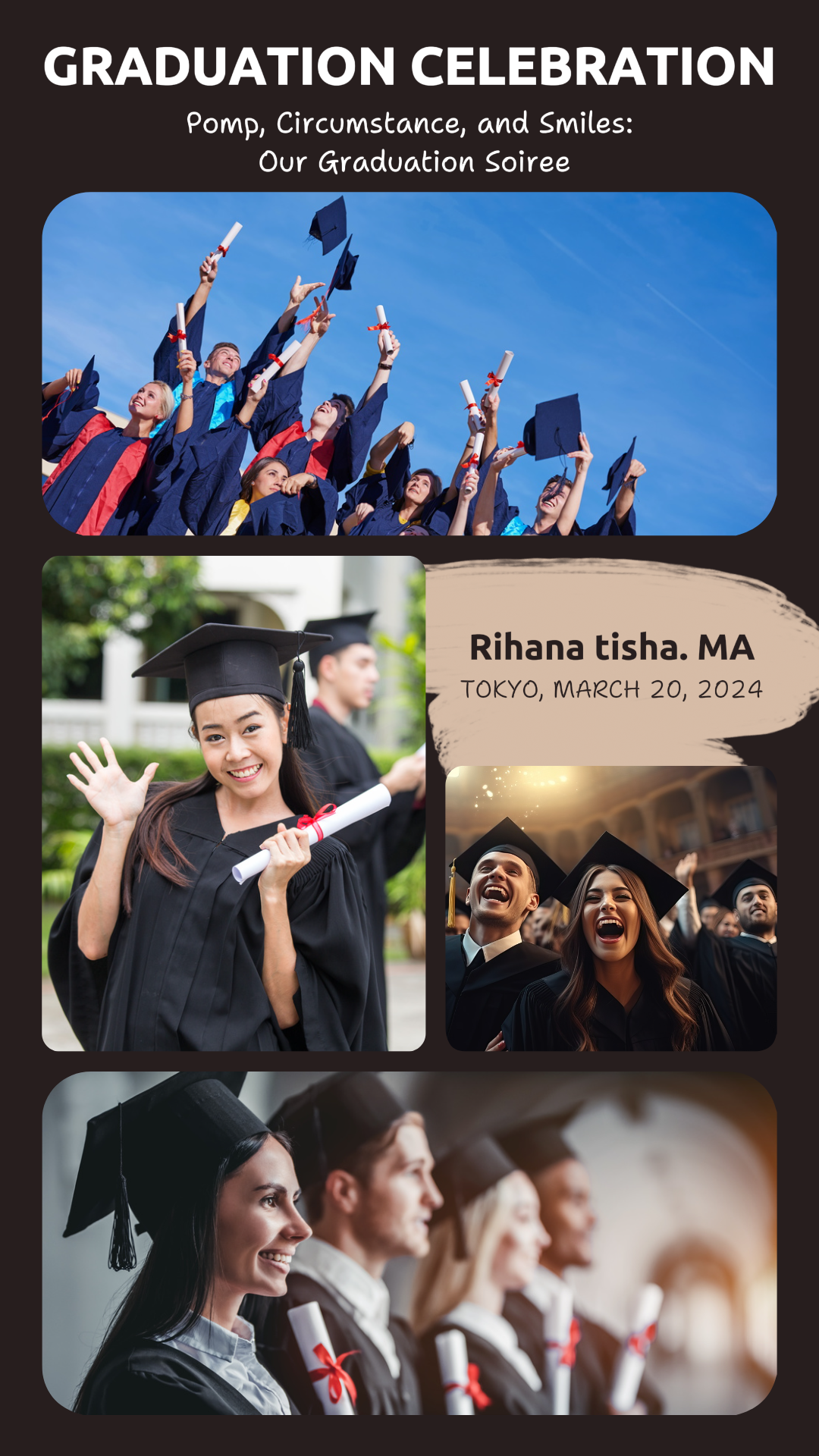 마케팅이 아닌 사진 콜라주 졸업 축하 행사