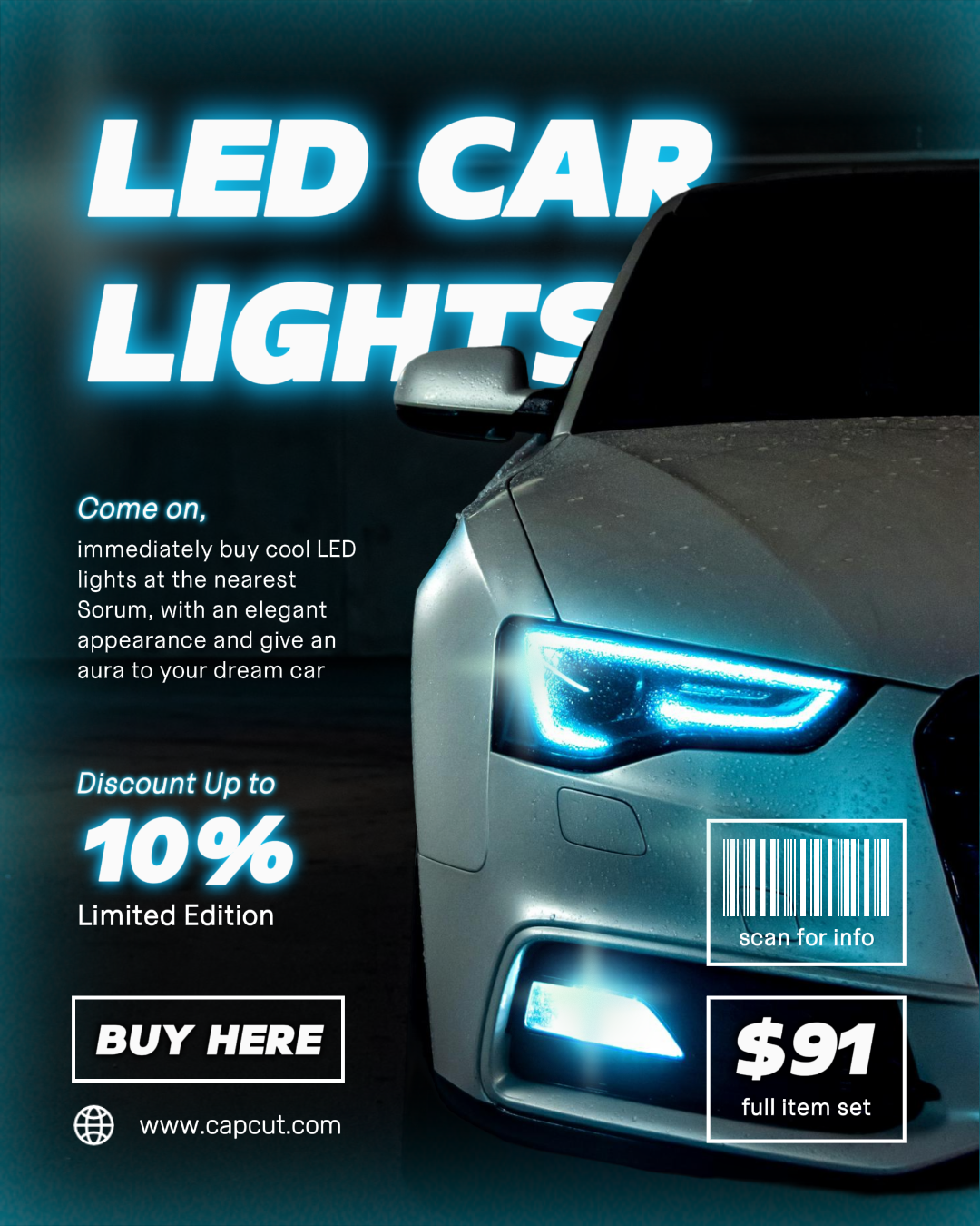 LED Car Light IG Potrait Aqua Blue