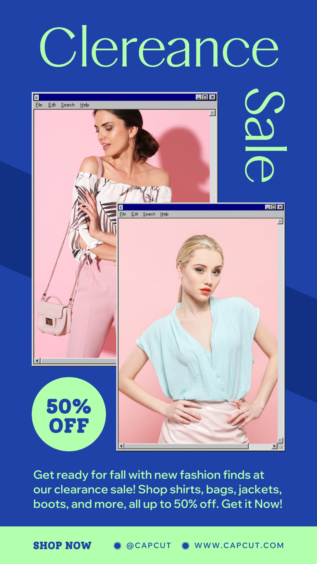 Blaue moderne Mode Verkäufe Poromotion Geschichte